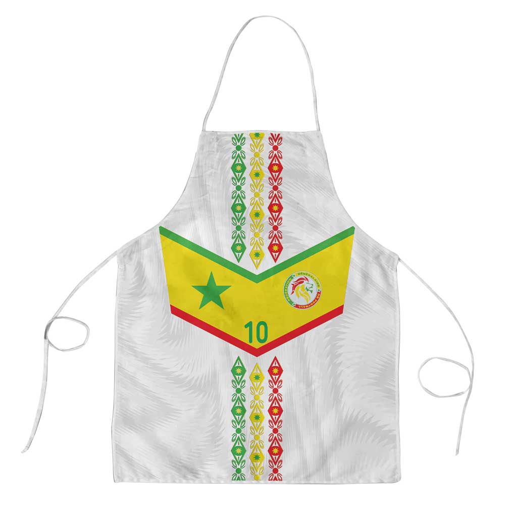 Custom Senegal Football Apron Tricolor Traditional Patterns Sporty Style - Wonder Print Shop