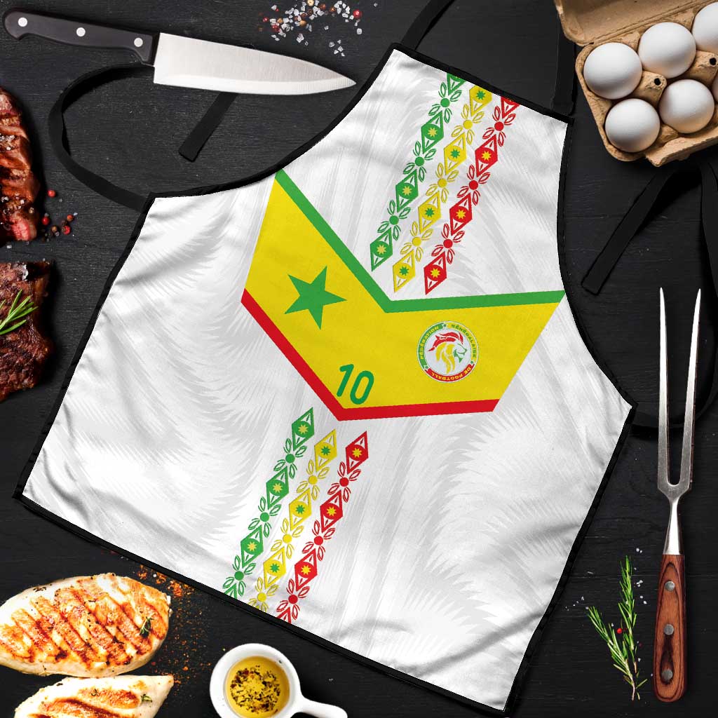 Custom Senegal Football Apron Tricolor Traditional Patterns Sporty Style - Wonder Print Shop