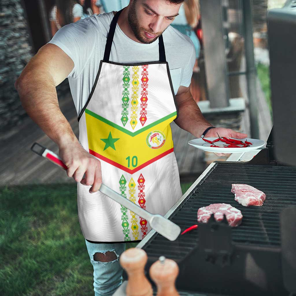 Custom Senegal Football Apron Tricolor Traditional Patterns Sporty Style - Wonder Print Shop