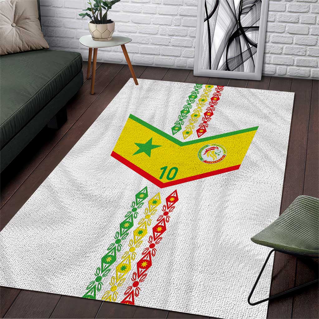 Custom Senegal Football Area Rug Tricolor Traditional Patterns Sporty Style - Wonder Print Shop