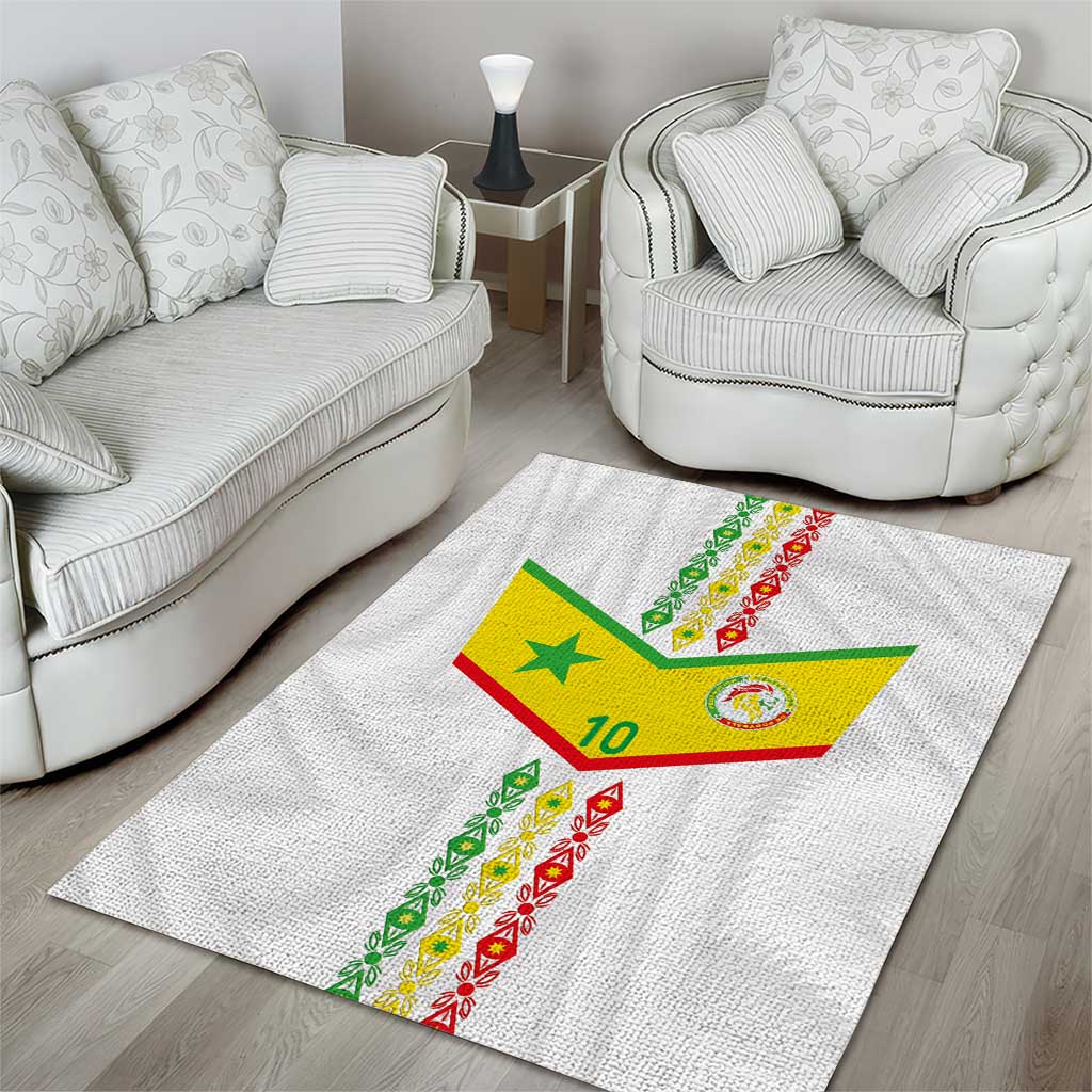Custom Senegal Football Area Rug Tricolor Traditional Patterns Sporty Style - Wonder Print Shop