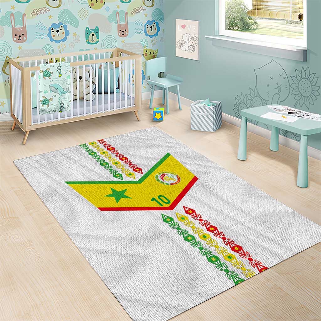 Custom Senegal Football Area Rug Tricolor Traditional Patterns Sporty Style - Wonder Print Shop