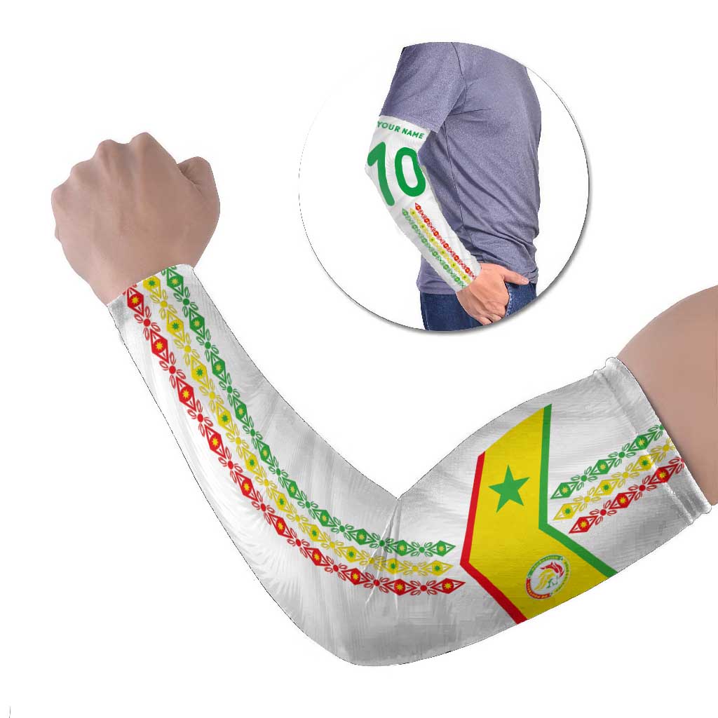 Custom Senegal Football Arm Sleeves Tricolor Traditional Patterns Sporty Style - Wonder Print Shop