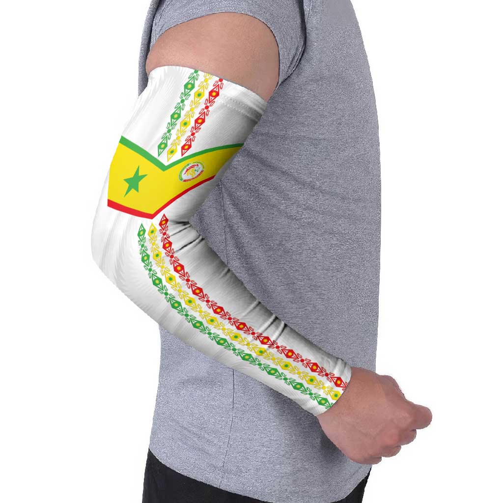 Custom Senegal Football Arm Sleeves Tricolor Traditional Patterns Sporty Style - Wonder Print Shop