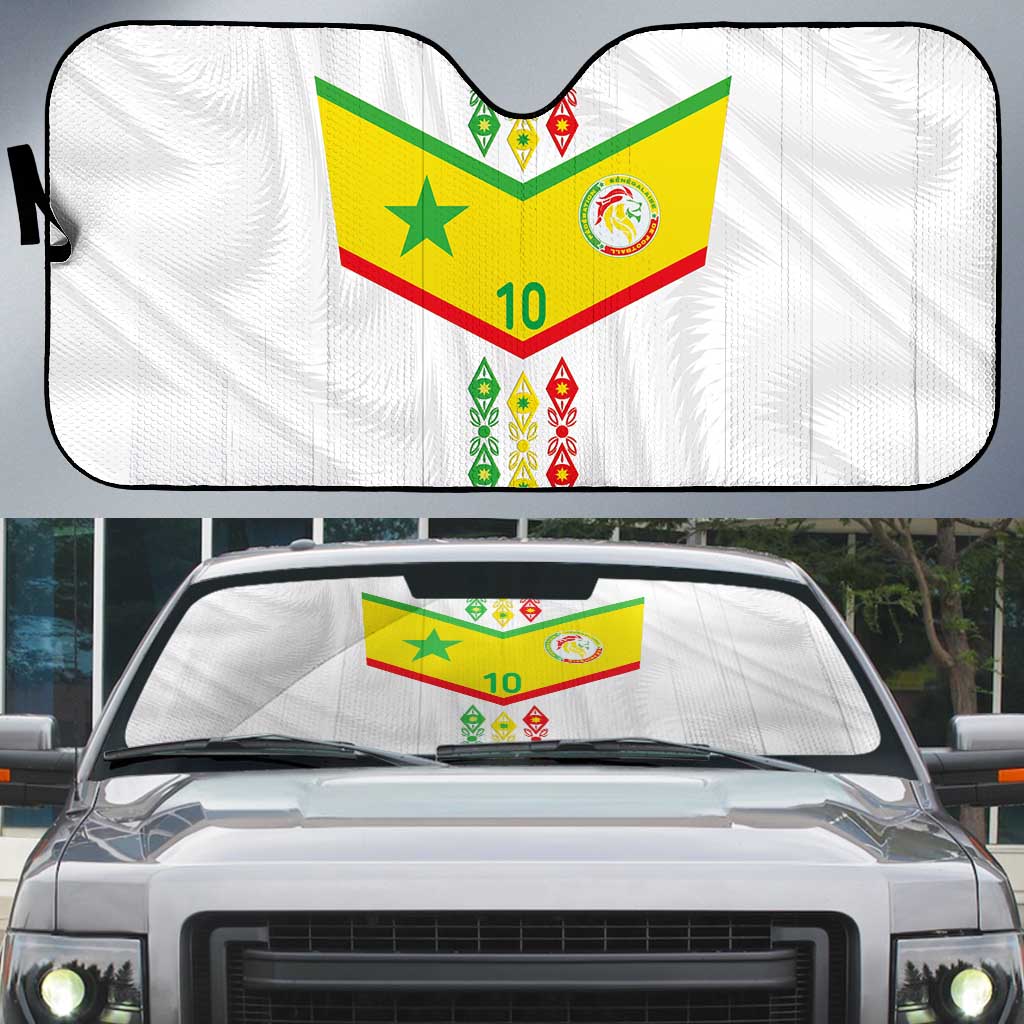 Custom Senegal Football Auto Sun Shade Tricolor Traditional Patterns Sporty Style - Wonder Print Shop