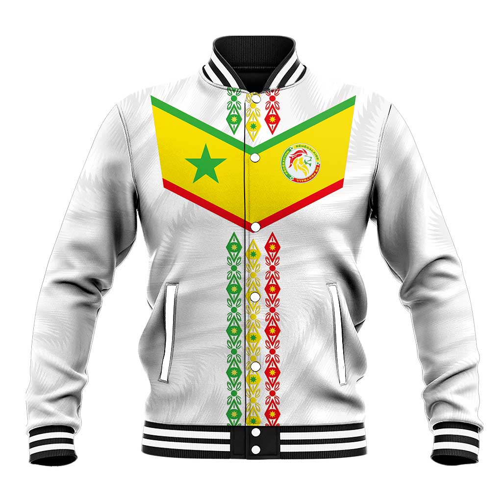 Custom Senegal Football Baseball Jacket Tricolor Traditional Patterns Sporty Style - Wonder Print Shop