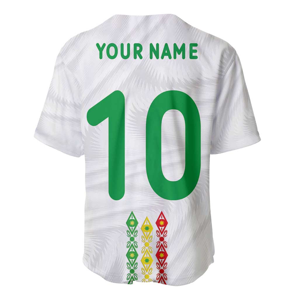 Custom Senegal Football Baseball Jersey Tricolor Traditional Patterns Sporty Style - Wonder Print Shop