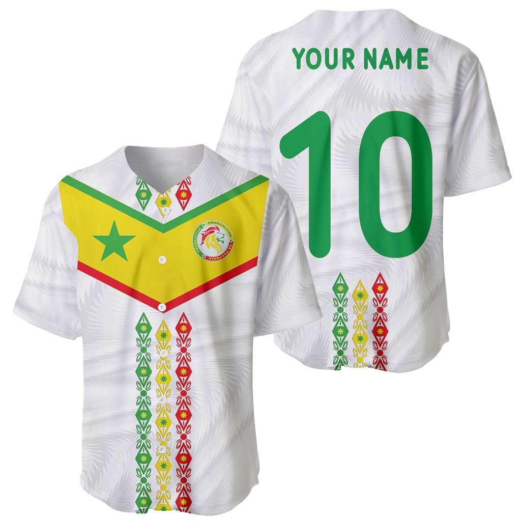 Custom Senegal Football Baseball Jersey Tricolor Traditional Patterns Sporty Style - Wonder Print Shop