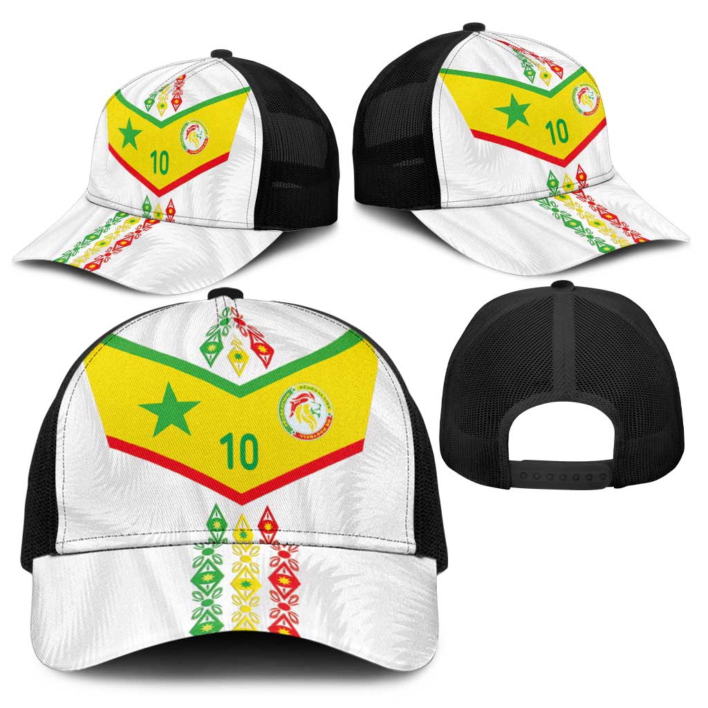 Senegal Football Baseball Net Cap Tricolor Traditional Patterns Sporty Style - Wonder Print Shop
