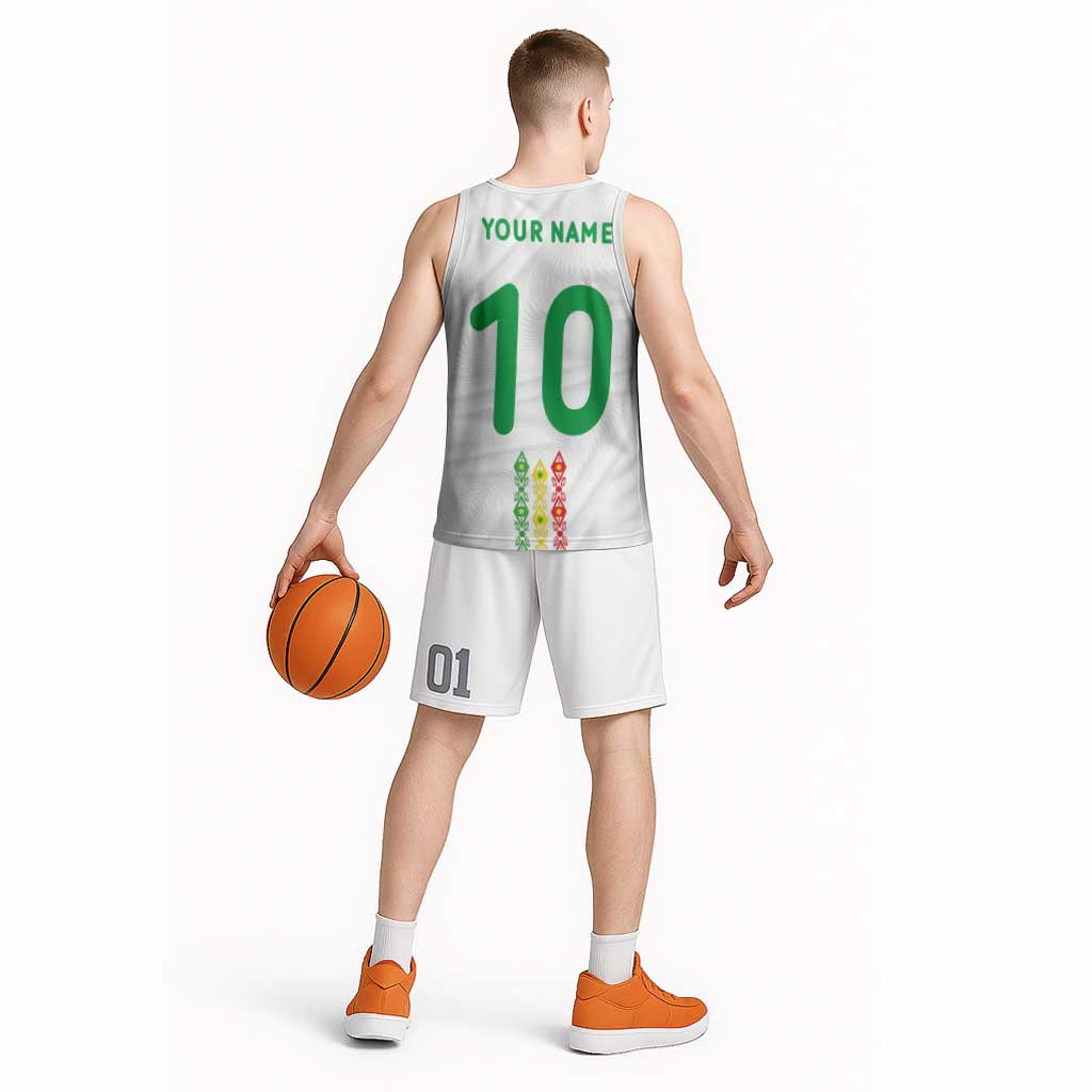 Custom Senegal Football Basketball Jersey Tricolor Traditional Patterns Sporty Style - Wonder Print Shop