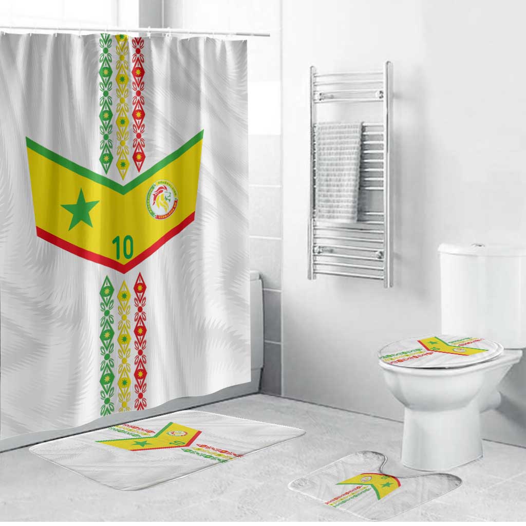 Custom Senegal Football Bathroom Set Tricolor Traditional Patterns Sporty Style - Wonder Print Shop