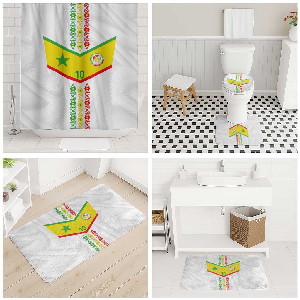 Custom Senegal Football Bathroom Set Tricolor Traditional Patterns Sporty Style - Wonder Print Shop