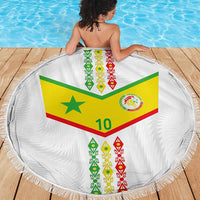 Custom Senegal Football Beach Blanket Tricolor Traditional Patterns Sporty Style - Wonder Print Shop