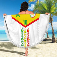 Custom Senegal Football Beach Blanket Tricolor Traditional Patterns Sporty Style - Wonder Print Shop