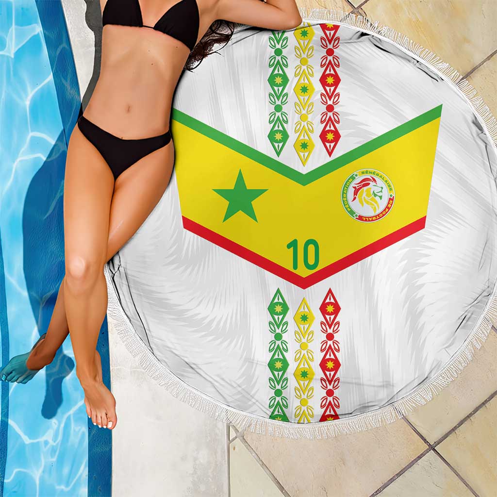 Custom Senegal Football Beach Blanket Tricolor Traditional Patterns Sporty Style - Wonder Print Shop
