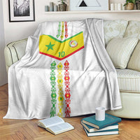 Custom Senegal Football Blanket Tricolor Traditional Patterns Sporty Style - Wonder Print Shop