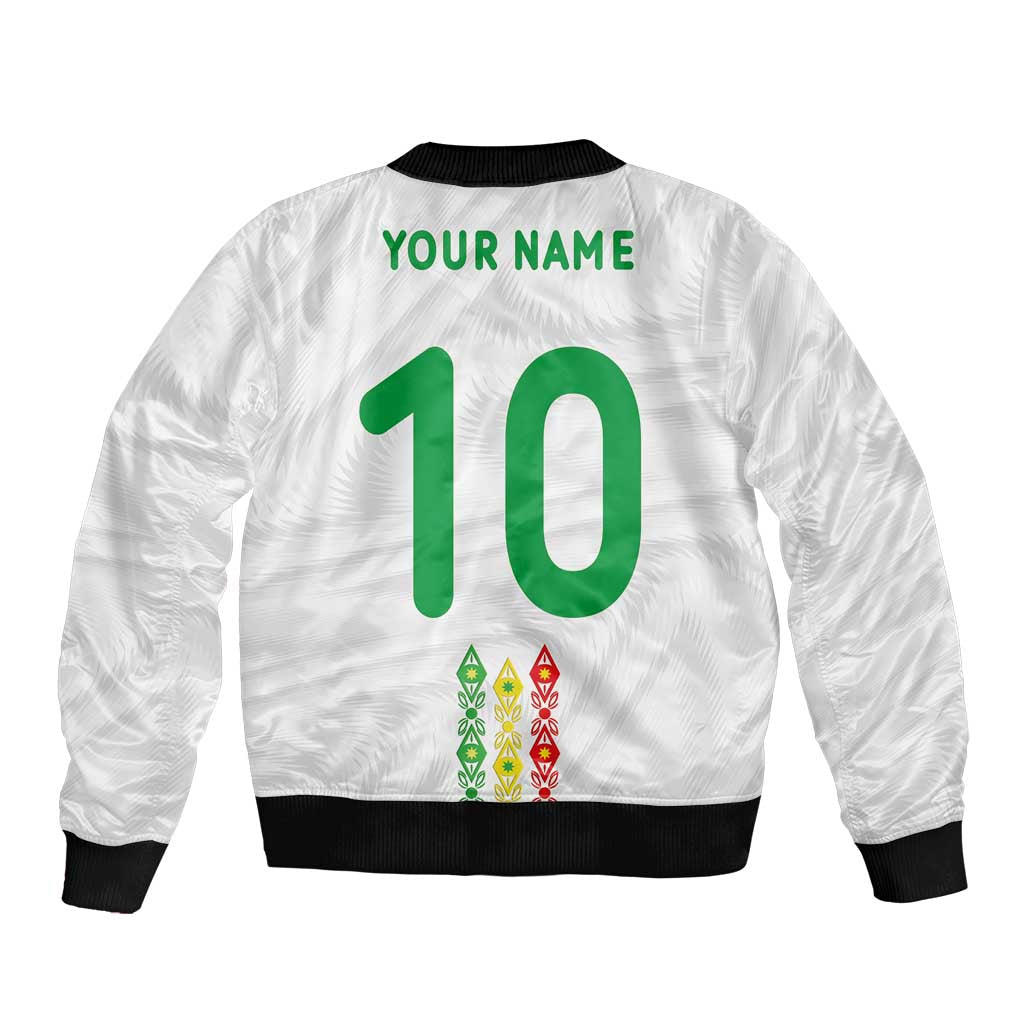 Custom Senegal Football Bomber Jacket Tricolor Traditional Patterns Sporty Style - Wonder Print Shop