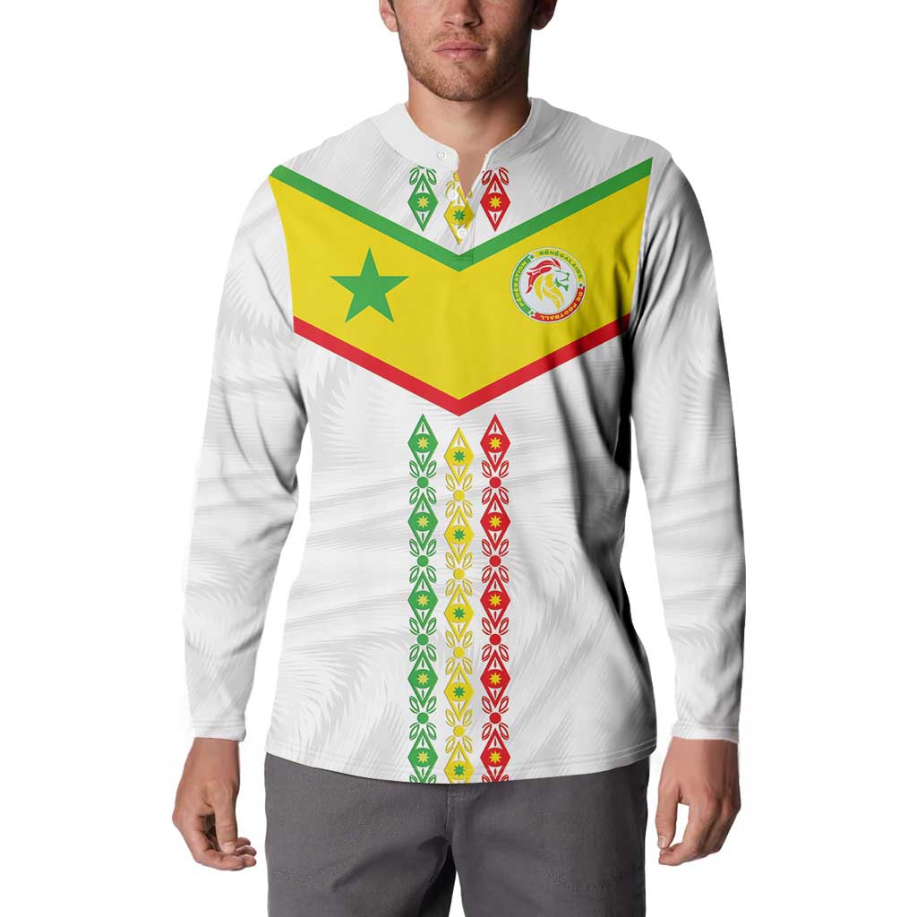 Custom Senegal Football Button Sweatshirt Tricolor Traditional Patterns Sporty Style - Wonder Print Shop