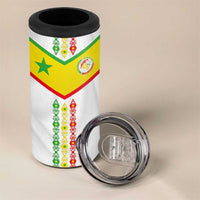 Custom Senegal Football 4 in 1 Can Cooler Tumbler Tricolor Traditional Patterns Sporty Style - Wonder Print Shop