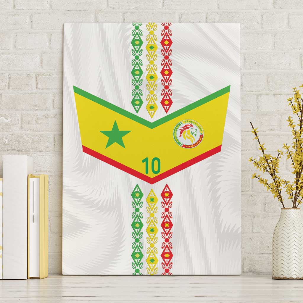Custom Senegal Football Canvas Wall Art Tricolor Traditional Patterns Sporty Style - Wonder Print Shop