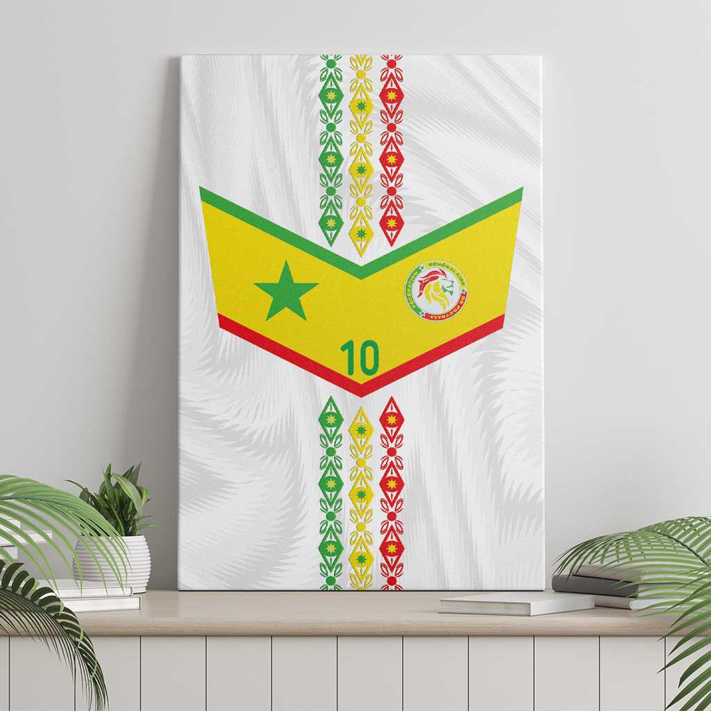 Custom Senegal Football Canvas Wall Art Tricolor Traditional Patterns Sporty Style - Wonder Print Shop