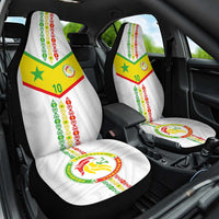 Custom Senegal Football Car Seat Cover Tricolor Traditional Patterns Sporty Style - Wonder Print Shop