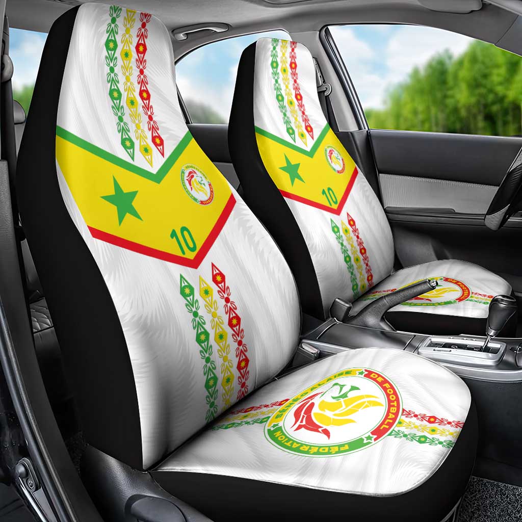 Custom Senegal Football Car Seat Cover Tricolor Traditional Patterns Sporty Style - Wonder Print Shop