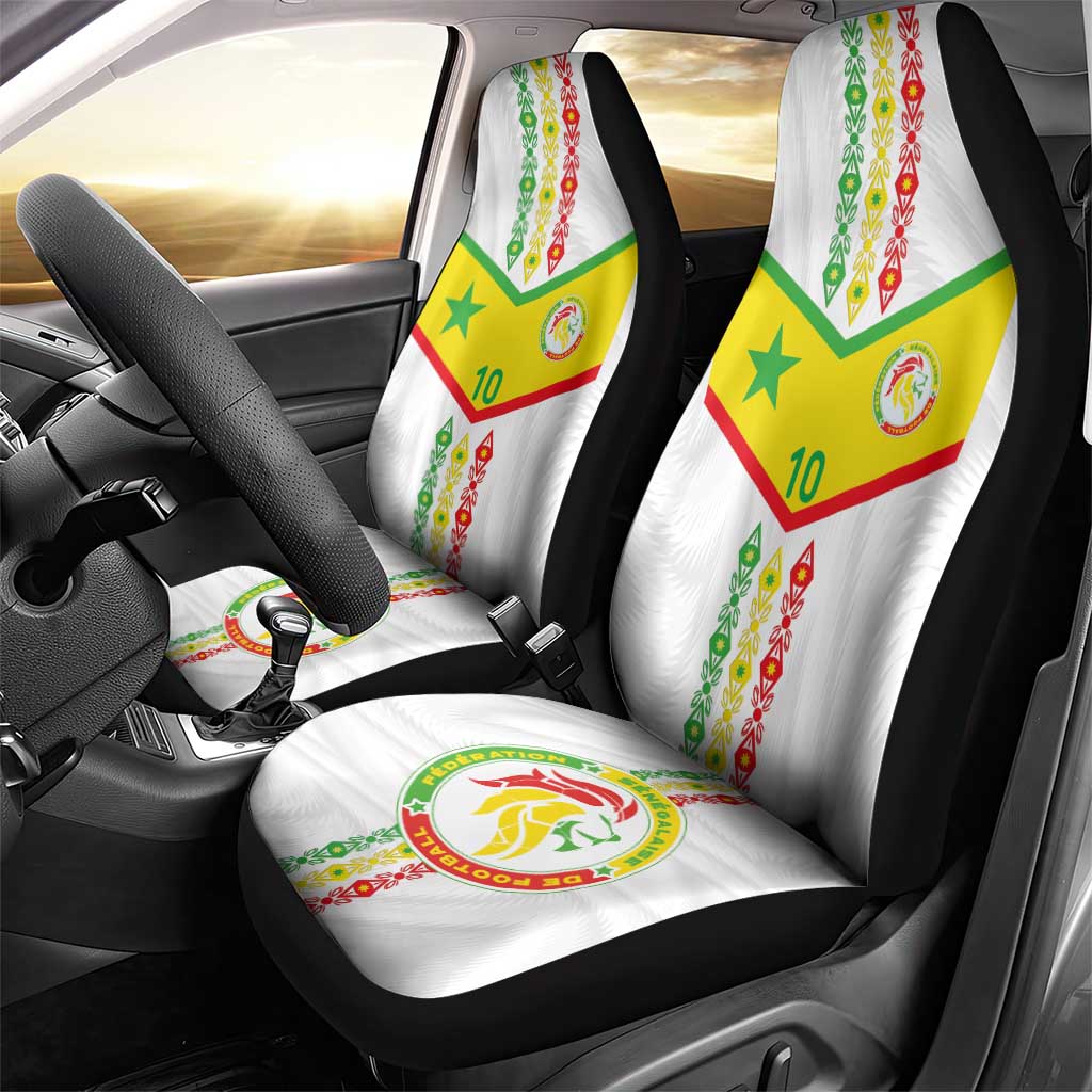 Custom Senegal Football Car Seat Cover Tricolor Traditional Patterns Sporty Style - Wonder Print Shop