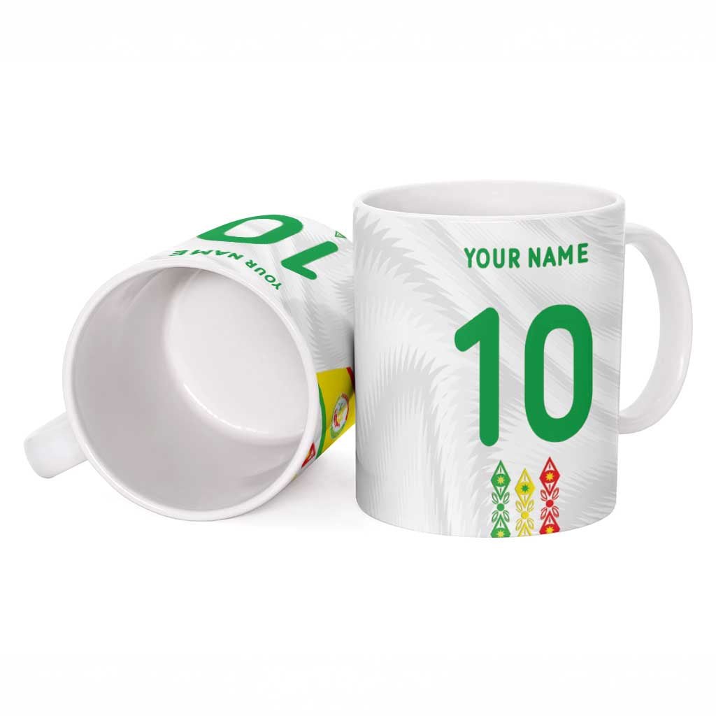 Custom Senegal Football Ceramic Mug Tricolor Traditional Patterns Sporty Style - Wonder Print Shop