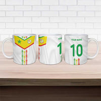 Custom Senegal Football Ceramic Mug Tricolor Traditional Patterns Sporty Style - Wonder Print Shop