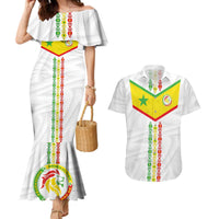 Custom Senegal Football Couples Matching Mermaid Dress and Hawaiian Shirt Tricolor Traditional Patterns Sporty Style - Wonder Print Shop