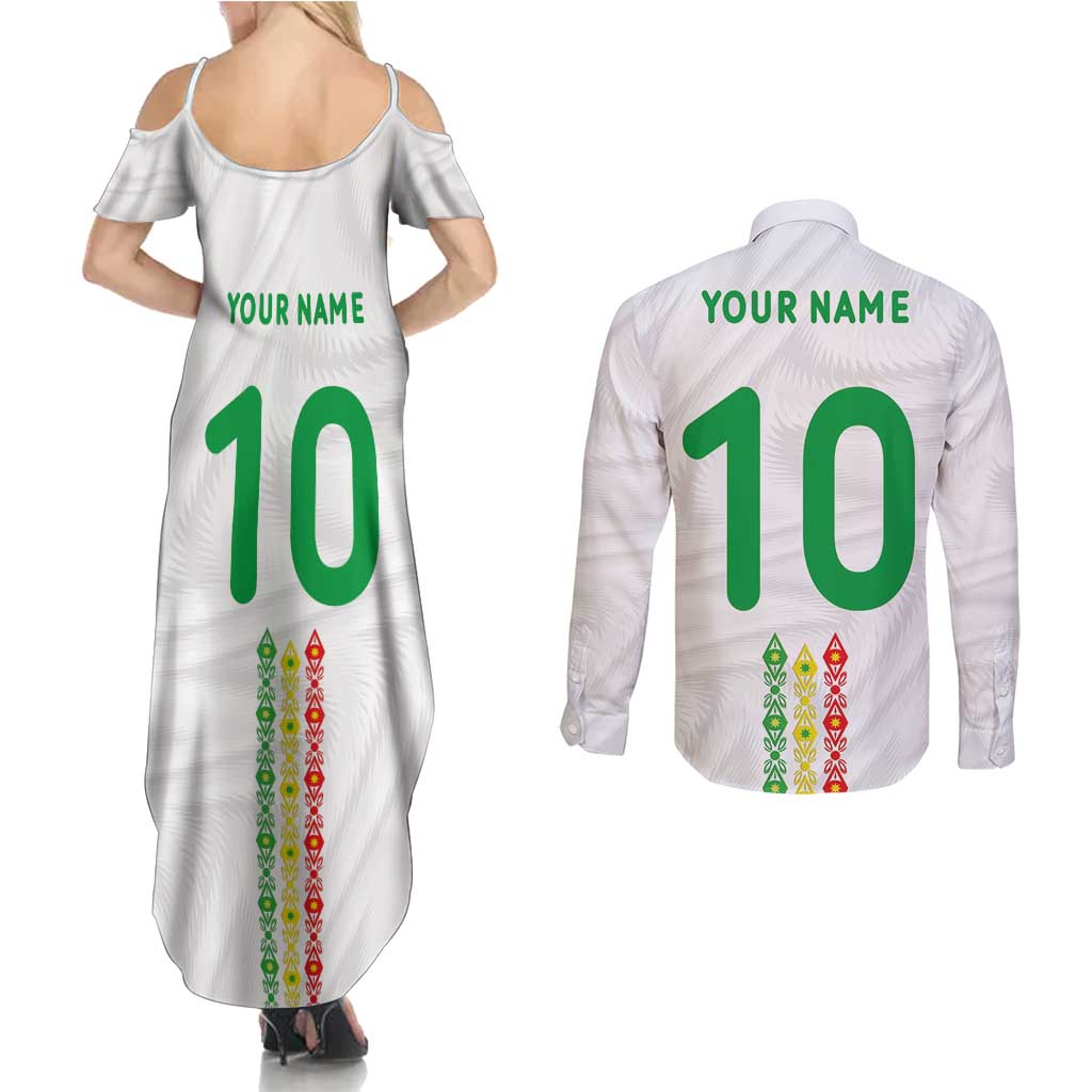 Custom Senegal Football Couples Matching Summer Maxi Dress and Long Sleeve Button Shirt Tricolor Traditional Patterns Sporty Style - Wonder Print Shop