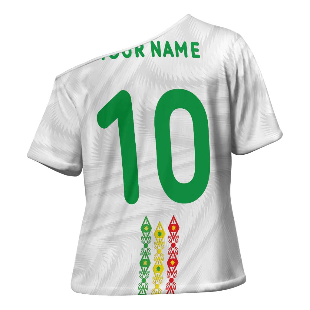 Custom Senegal Football Cross Shoulder Shirt Tricolor Traditional Patterns Sporty Style - Wonder Print Shop