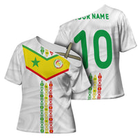 Custom Senegal Football Cross Shoulder Shirt Tricolor Traditional Patterns Sporty Style - Wonder Print Shop