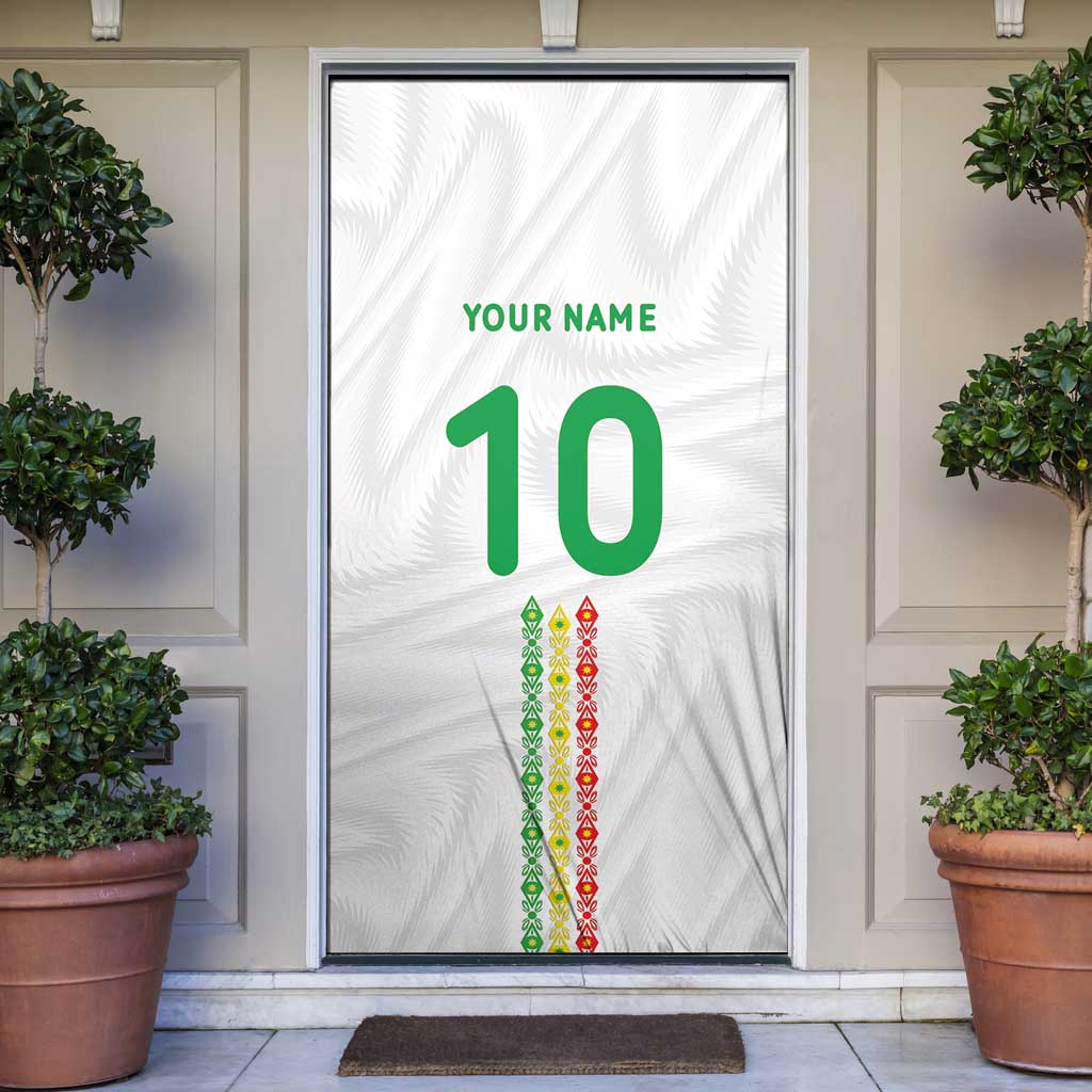 Custom Senegal Football Door Cover Tricolor Traditional Patterns Sporty Style - Wonder Print Shop