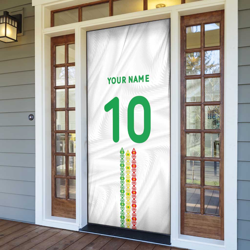 Custom Senegal Football Door Cover Tricolor Traditional Patterns Sporty Style - Wonder Print Shop