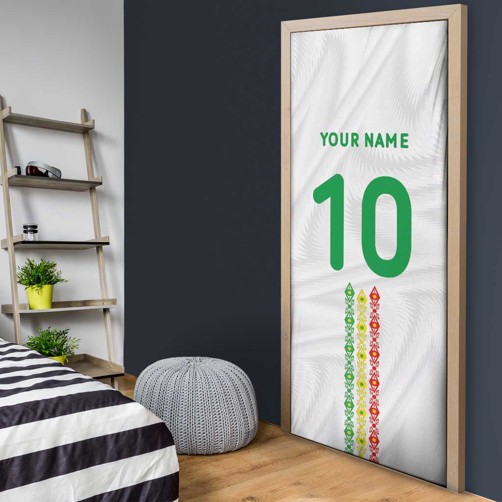 Custom Senegal Football Door Cover Tricolor Traditional Patterns Sporty Style - Wonder Print Shop
