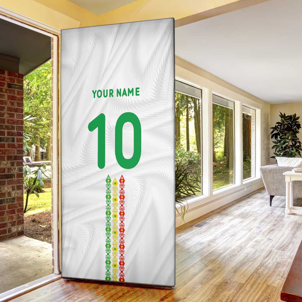Custom Senegal Football Door Cover Tricolor Traditional Patterns Sporty Style - Wonder Print Shop