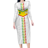 Custom Senegal Football Family Matching Long Sleeve Bodycon Dress and Hawaiian Shirt Tricolor Traditional Patterns Sporty Style - Wonder Print Shop