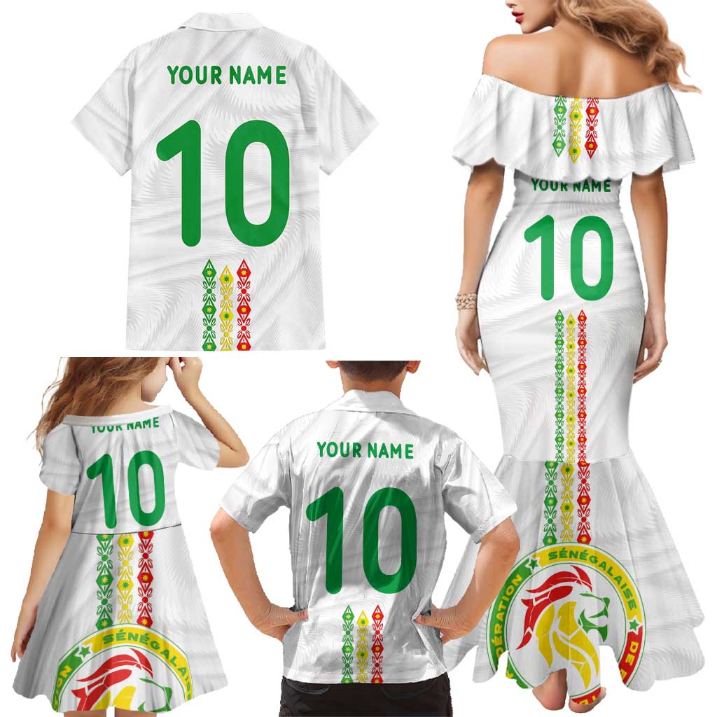 Custom Senegal Football Family Matching Mermaid Dress and Hawaiian Shirt Tricolor Traditional Patterns Sporty Style - Wonder Print Shop