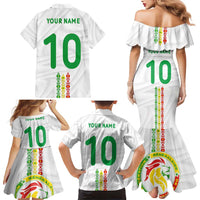 Custom Senegal Football Family Matching Mermaid Dress and Hawaiian Shirt Tricolor Traditional Patterns Sporty Style - Wonder Print Shop