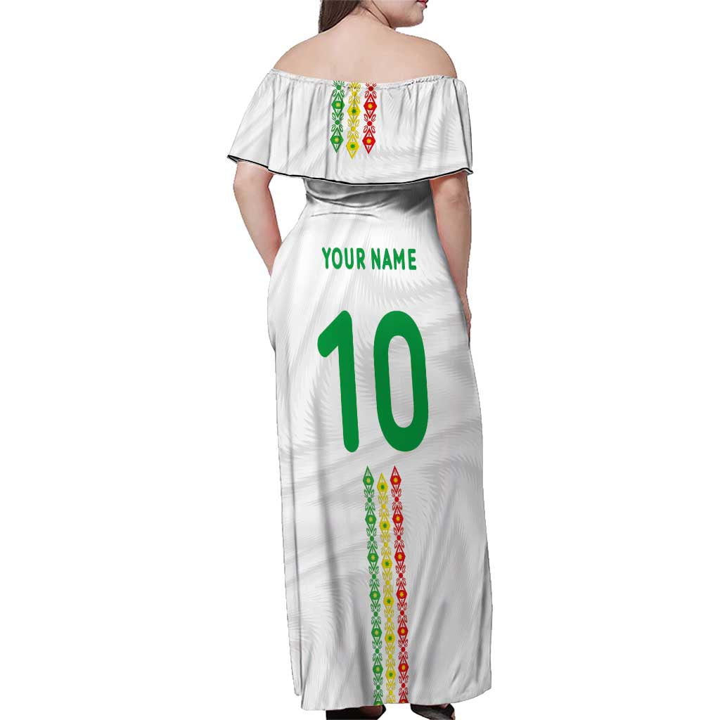 Custom Senegal Football Family Matching Off Shoulder Maxi Dress and Hawaiian Shirt Tricolor Traditional Patterns Sporty Style - Wonder Print Shop