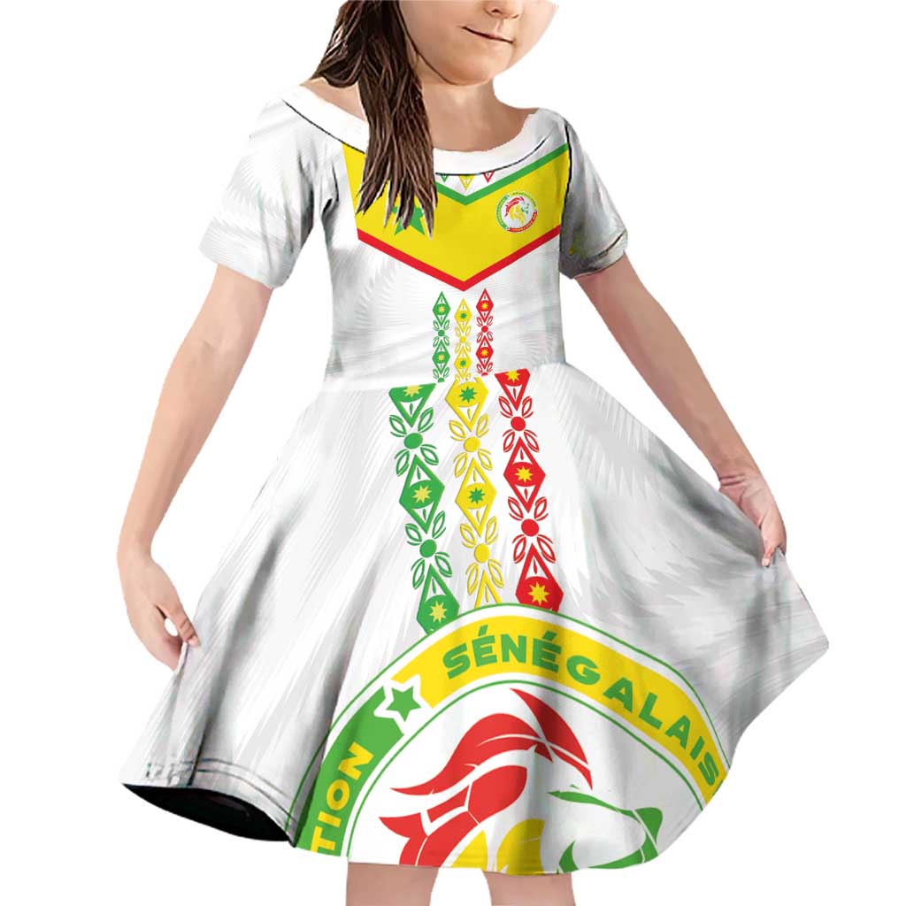 Custom Senegal Football Family Matching Off Shoulder Short Dress and Hawaiian Shirt Tricolor Traditional Patterns Sporty Style - Wonder Print Shop