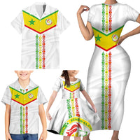 Custom Senegal Football Family Matching Short Sleeve Bodycon Dress and Hawaiian Shirt Tricolor Traditional Patterns Sporty Style - Wonder Print Shop