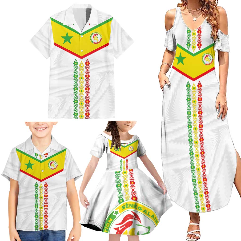 Custom Senegal Football Family Matching Summer Maxi Dress and Hawaiian Shirt Tricolor Traditional Patterns Sporty Style - Wonder Print Shop