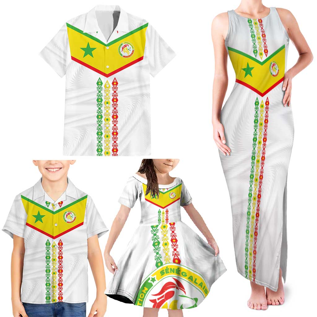 Custom Senegal Football Family Matching Tank Maxi Dress and Hawaiian Shirt Tricolor Traditional Patterns Sporty Style - Wonder Print Shop