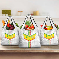 Custom Senegal Football Grocery Bag Tricolor Traditional Patterns Sporty Style - Wonder Print Shop
