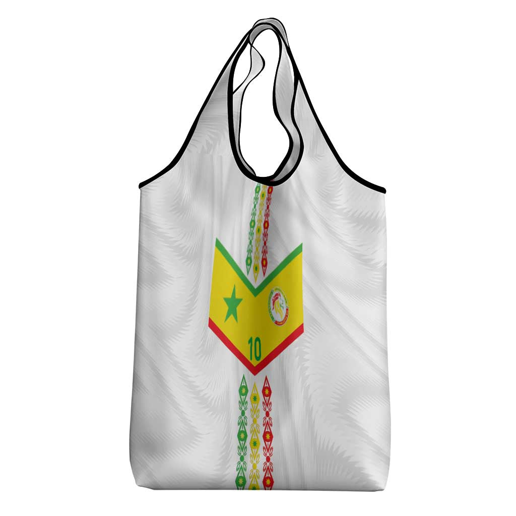 Custom Senegal Football Grocery Bag Tricolor Traditional Patterns Sporty Style - Wonder Print Shop
