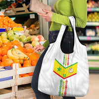 Custom Senegal Football Grocery Bag Tricolor Traditional Patterns Sporty Style - Wonder Print Shop