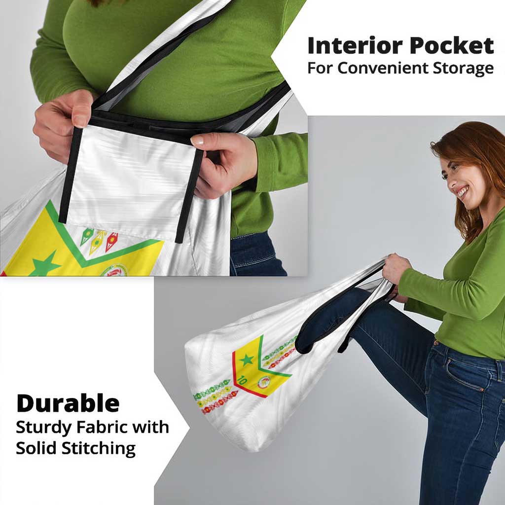 Custom Senegal Football Grocery Bag Tricolor Traditional Patterns Sporty Style - Wonder Print Shop
